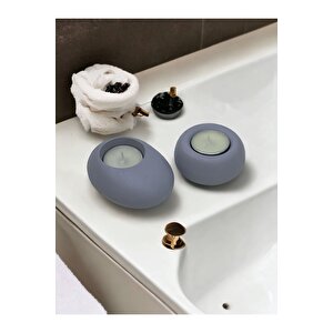 Drop&spot Minimal Dekoratif Beton Tealight Mumluk 2'li Set Gri