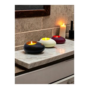 Three Drops Minimal Dekoratif Beton Tealight Mumluk 3'lü Set  Siyah-beyaz-bordo