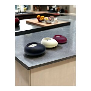 Three Drops Minimal Dekoratif Beton Tealight Mumluk 3'lü Set  Siyah-beyaz-bordo