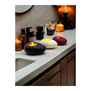 Three Drops Minimal Dekoratif Beton Tealight Mumluk 3'lü Set  Siyah-beyaz-bordo