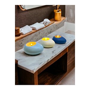 Three Drops Dekoratif Tealight Mumluk 3'lü Set |baby Blue-beyaz-mavi|