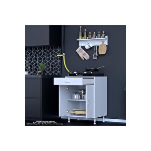 Birce M-60 X 87 X 48 Cm Kapaklı Set Ocak Altı Dolap Ve Baharat Rafı