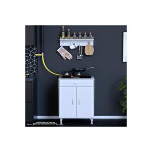 Birce M-60 X 87 X 48 Cm Kapaklı Set Ocak Altı Dolap Ve Baharat Rafı