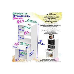 Birce Lina M-60 X 162,4 X 48 Cm Çekmeceli Çok Amaçlı Fırın Ve Banyo & Mutfak Dolabı