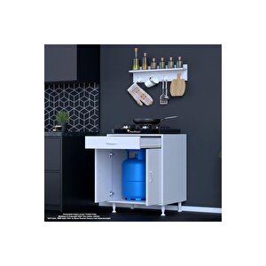 Birce M-60 X 87 X 48 Cm Tüp Bölmeli Set Ocak Altı Dolap Ve Baharat Rafı