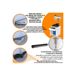Birce M-60 X 87 X 48 Cm Tüp Bölmeli Set Ocak Altı Dolap Ve Baharat Rafı