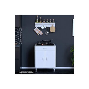 Birce L-65 X 87 X 48 Cm Tüp Bölmeli Set Ocak Altı Dolap Ve Baharat Rafı