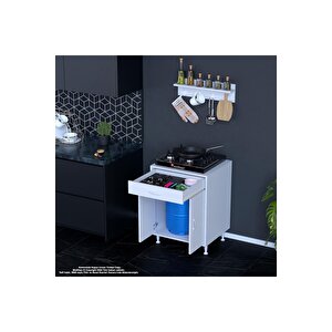 Birce L-65 X 87 X 48 Cm Tüp Bölmeli Set Ocak Altı Dolap Ve Baharat Rafı