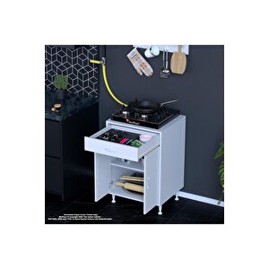 Birce M-60 X 87 X 48 Cm Set Üstü Ocak Ve Çekmeceli Raflı Mutfak Dolabı
