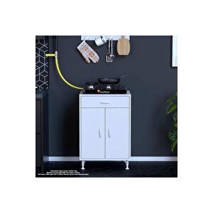 Birce M-60 X 87 X 48 Cm Set Üstü Ocak Ve Çekmeceli Raflı Mutfak Dolabı