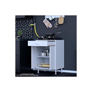 Birce M-60 X 87 X 48 Cm Set Üstü Ocak Ve Çekmeceli Raflı Mutfak Dolabı