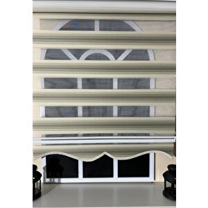 Zebra Stor Plise Krem Renk Geçişli Etek Dilimli St129