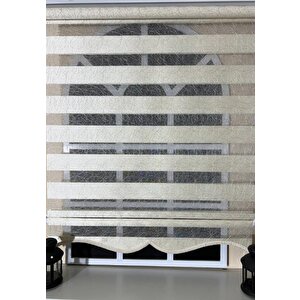 Zebra Stor Nakışlı Krem Etek Dilimli St 127 140x260 cm