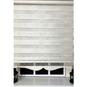 Zebra Stor Nakışlı Krem Etek Dilimli St 127