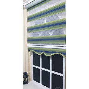 Pliseli Zebra Stor Mavi Yeşil Renk Geçişli Etek Dilimli St 026 130x200 cm