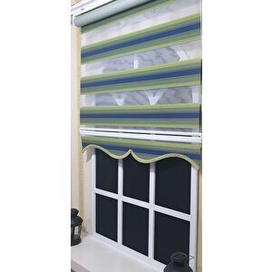 Pliseli Zebra Stor Mavi Yeşil Renk Geçişli Etek Dilimli St 026 130x200 cm