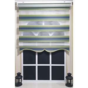 Pliseli Zebra Stor Mavi Yeşil Renk Geçişli Etek Dilimli St 026 130x200 cm