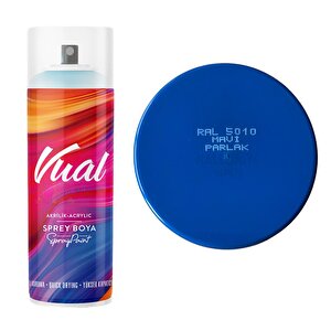 Vual Akrilik Sprey Boya Mavi̇ Parlak 400 Ml - Ral5010