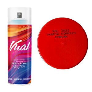 Vual Akrilik Sprey Boya Trafi̇k Kirmizi Parlak 400 Ml - Ral3020