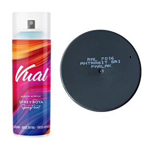 Vual Akrilik Sprey Boya Antrasi̇t Gri̇ Parlak 400 Ml - Ral7016