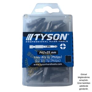 Tyson Vidalama Ucu Bits Uç - Ph2 Yıldız - 2.5 Cm. - 60 Adet