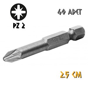 Tyson Vidalama Ucu Bits Uç - Pz2 Yıldız - 2.5 Cm. - 60 Adet