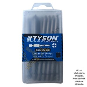 Tyson Vidalama Ucu Bits Uç - Ph2 Yıldız - 10 Cm. - 20 Adet