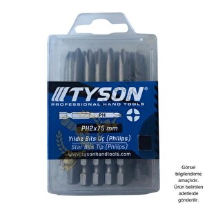 Tyson Vidalama Ucu Bits Uç - Ph2 Yıldız - 7.5 Cm. - 20 Adet