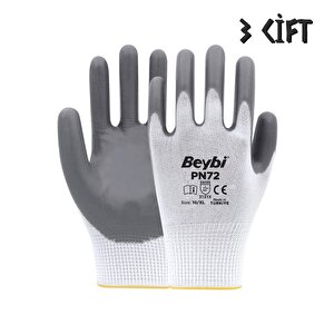 Polyester-nitril İş Eldiveni Pn72 No: 10 Gri̇ - 3 Çift
