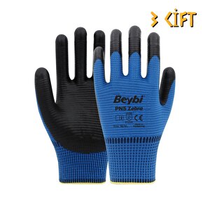 Polyester-nitril İş Eldiveni Pn5 Zebra No: 10 Mavi̇ - 3 Çift