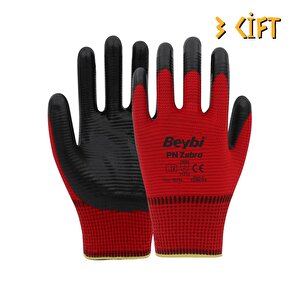 Polyester-nitril İş Eldiveni Pn5 Zebra No: 10 Kirmizi - 3 Çift