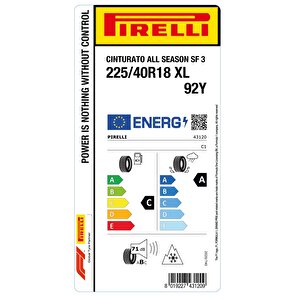 225/40 R18 92y Xl  Cinturato All Season Sf3 Oto Dört Mevsim Lastiği (üretim: 2024)