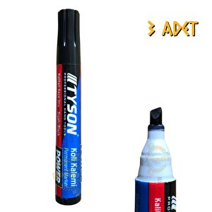 Kupa Tyson Kesik Uçlu Koli Kalemi Siyah - 3 Adet