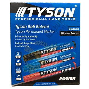 Kupa Tyson Kesik Uçlu Koli Kalemi Siyah - 3 Adet