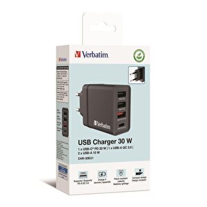 Verbatim 49700 Chr-30eu1 Usb-charger 30w Black