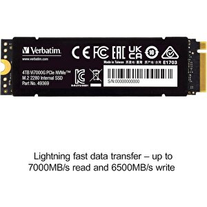 Verbatim Vi7000g 2tb 7400mb-6700mb M.2 Nvme Pcie Gen 4 Ssd