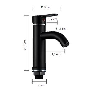Siyah Mix Lavabo Bataryası F2 model 21 cm