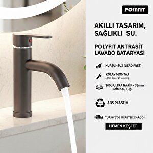 Antrasit Gri Mix Lavabo Bataryası - F2 Model - Su Tasarruflu, Paslanmayan ABS