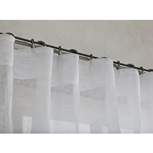 Pilesiz Düz Keten Tül Perde Ekstrafor Büzgülü Rustik / Korniş Uyumlu 300x250 cm