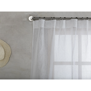 Pilesiz Düz Keten Tül Perde Ekstrafor Büzgülü Rustik / Korniş Uyumlu 300x250 cm