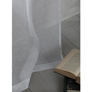 Pilesiz Düz Keten Tül Perde Ekstrafor Büzgülü Rustik / Korniş Uyumlu