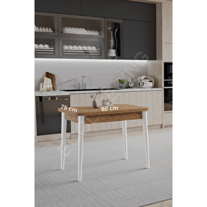 Tek, Açılır, Döner, Mutfak Masası Takımı, Yemek Masası, Kapalı Ölçü: 75x80 Cm - Açık Ölçü: 80x150 Cm