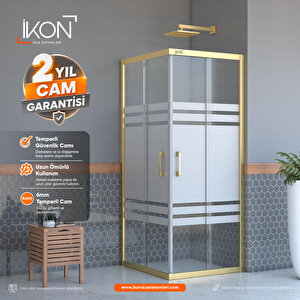 Kare Gold Buzlu Cam Duşakabin 105x105 cm