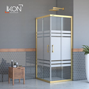 Kare Gold Buzlu Cam Duşakabin 95x95 cm