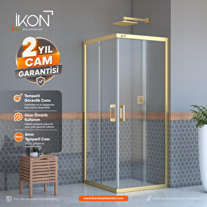Kare Gold Cam Duşakabin 100x100 cm