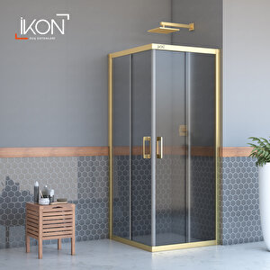 Kare Gold Füme Cam Duşakabin 95x95 cm