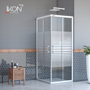 Kare Beyaz Buzlu Cam Duşakabin 130x130 cm