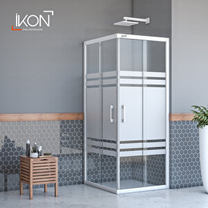 Kare Beyaz Buzlu Cam Duşakabin 130x130 cm