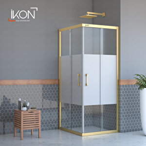 Kare Gold Buzlu Cam Duşakabin 120x120 cm