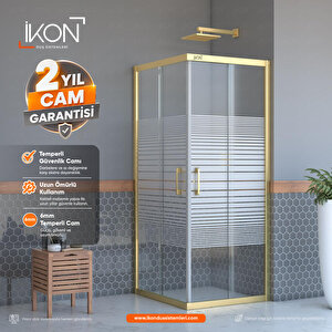 Kare Gold Buzlu Cam Duşakabin 120x120 cm